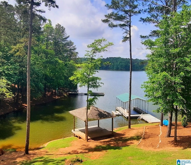 dock area featuring a water view