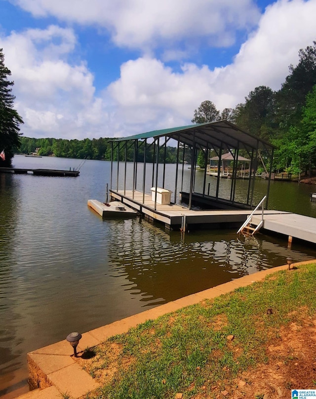 view of dock featuring a water view