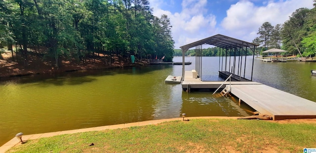 view of dock featuring a water view