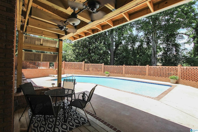 5 Christopher Way, Anniston, AL 36207 - view of swimming pool featuring a patio, ceiling fan, and a fenced backyard
