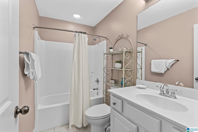 3057 Valley Ridge Rd, Hoover, AL 35242 - full bathroom featuring tile patterned flooring, shower / bath combination with curtain, toilet, and vanity