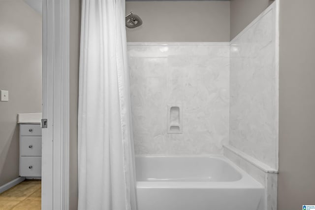full bathroom featuring tile patterned flooring