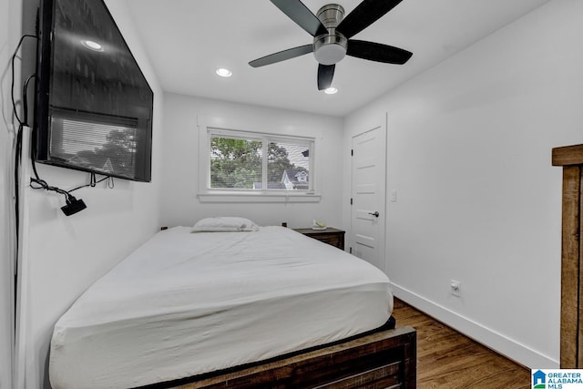 3824 Midway Rd, Adamsville, AL 35005 - bedroom featuring a ceiling fan, baseboards, recessed lighting, and wood finished floors