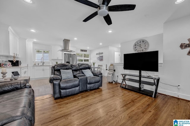 3824 Midway Rd, Adamsville, AL 35005 - living area with ceiling fan, recessed lighting, light wood-style flooring, and a wealth of natural light