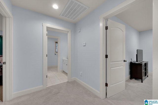 364 Stone Brook Cir, Hoover, AL 35226 - hallway with visible vents, recessed lighting, baseboards, and light colored carpet