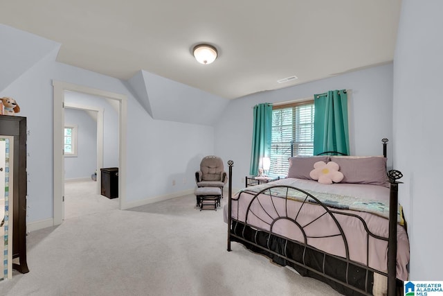 364 Stone Brook Cir, Hoover, AL 35226 - bedroom with carpet floors, vaulted ceiling, multiple windows, and visible vents