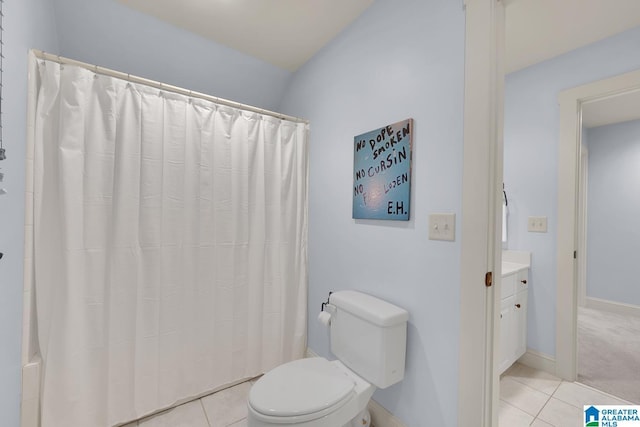 364 Stone Brook Cir, Hoover, AL 35226 - full bath featuring vanity, tile patterned floors, toilet, and curtained shower