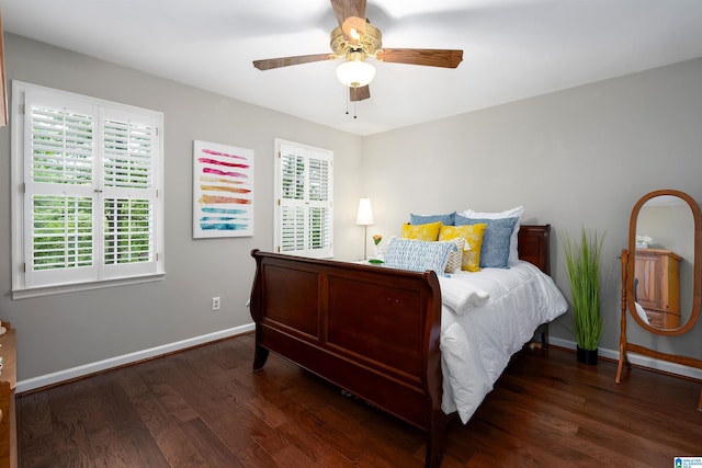 2017 Crossvine Rd, Hoover, AL 35244 - bedroom featuring baseboards, a ceiling fan, and dark wood finished floors
