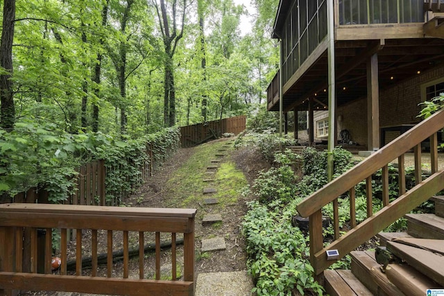 2017 Crossvine Rd, Hoover, AL 35244 - view of yard featuring stairway and a fenced backyard