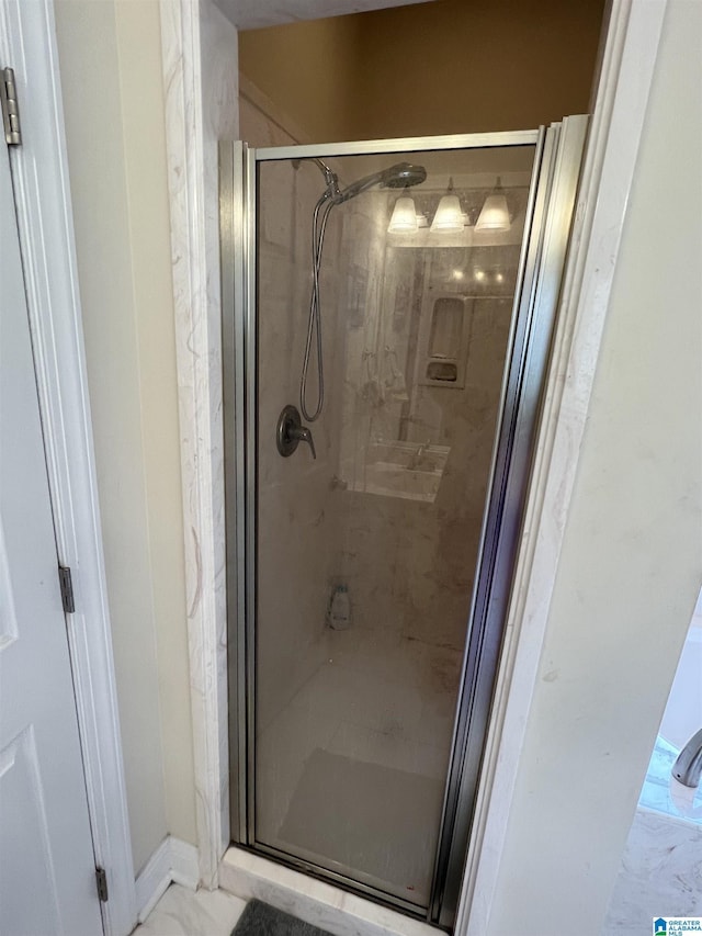 bathroom featuring a stall shower