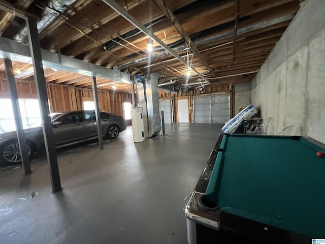 garage featuring heating unit
