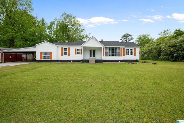 2857 Alexandria Wellington Rd, Alexandria, AL 36250 - ranch-style house with french doors, an attached carport, driveway, and a front yard