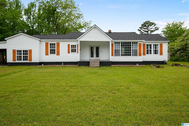 2857 Alexandria Wellington Rd, Alexandria, AL 36250 - ranch-style house featuring a front lawn, french doors, and crawl space