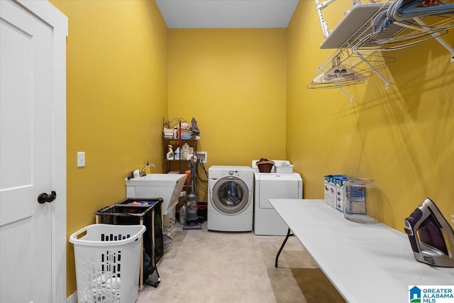 laundry room featuring independent washer and dryer, laundry area, and carpet flooring