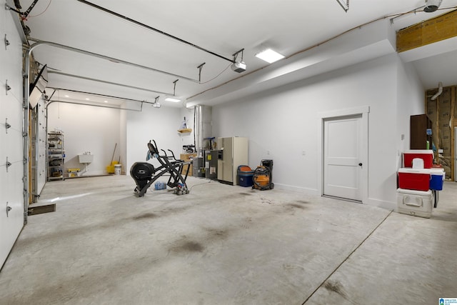 garage with a garage door opener