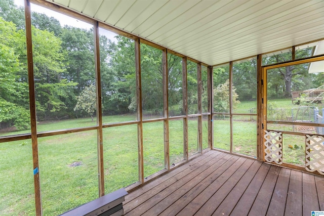 view of unfurnished sunroom