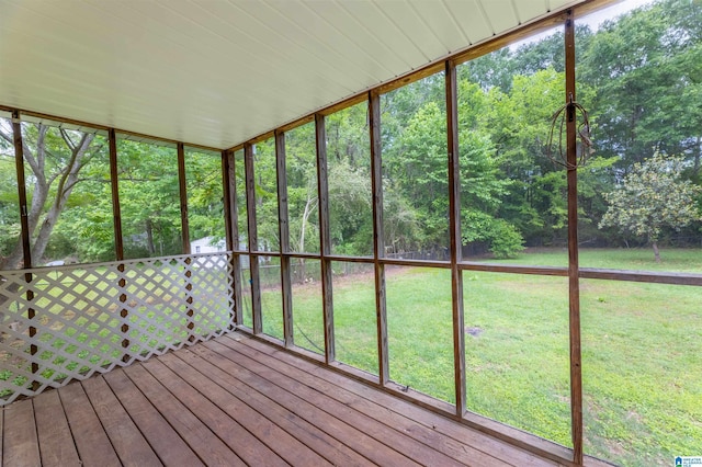 view of unfurnished sunroom
