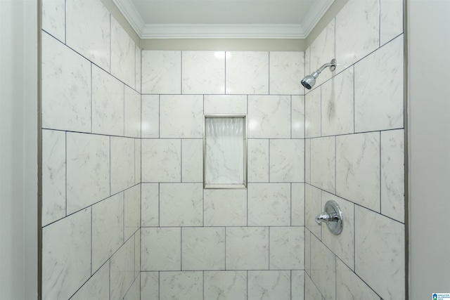 733 Heflin Ave E, Birmingham, AL 35214 - bathroom with crown molding and a tile shower