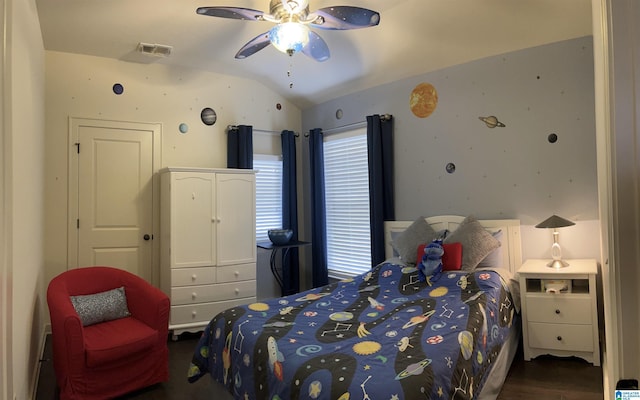 1516 James Hill Way, Hoover, AL 35226 - bedroom with ceiling fan, vaulted ceiling, multiple windows, and visible vents