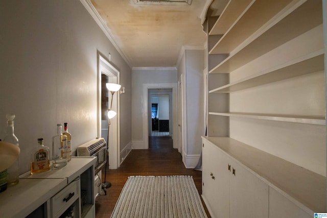 402 8th St, Clanton, AL 35045 - hall with crown molding and dark wood-type flooring