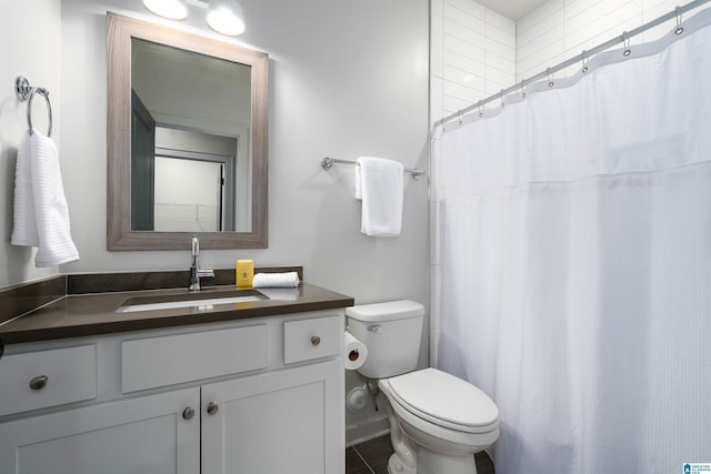 3304 Trip Run, Hoover, AL 35244 - bathroom featuring toilet, vanity, and curtained shower
