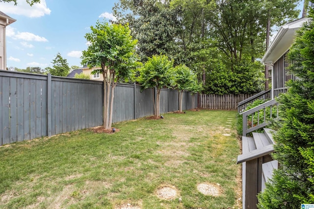view of yard featuring a fenced backyard