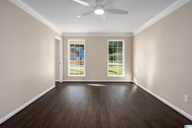 5708 Hickory Ct, Pinson, AL 35126 - empty room with dark wood finished floors, a ceiling fan, baseboards, and crown molding