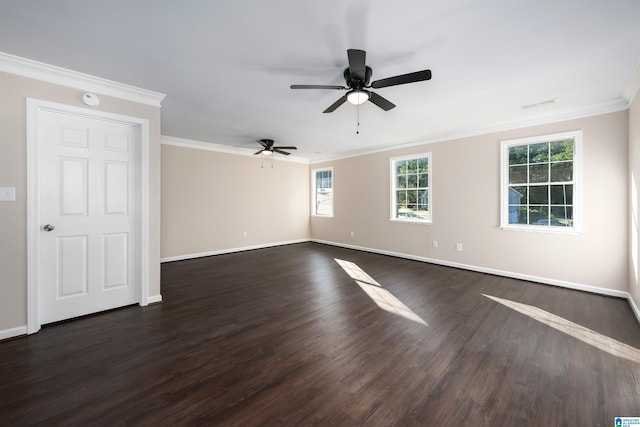 5708 Hickory Ct, Pinson, AL 35126 - empty room with ornamental molding, baseboards, and dark wood-style floors