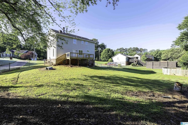 5708 Hickory Ct, Pinson, AL 35126 - view of yard with stairs and a wooden deck