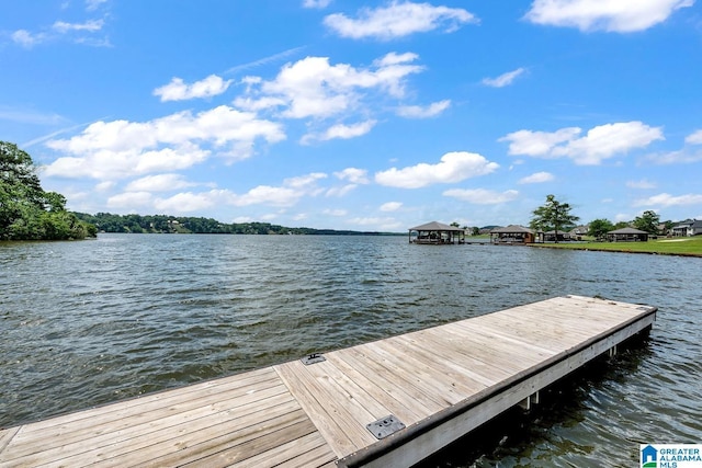 view of dock featuring a water view