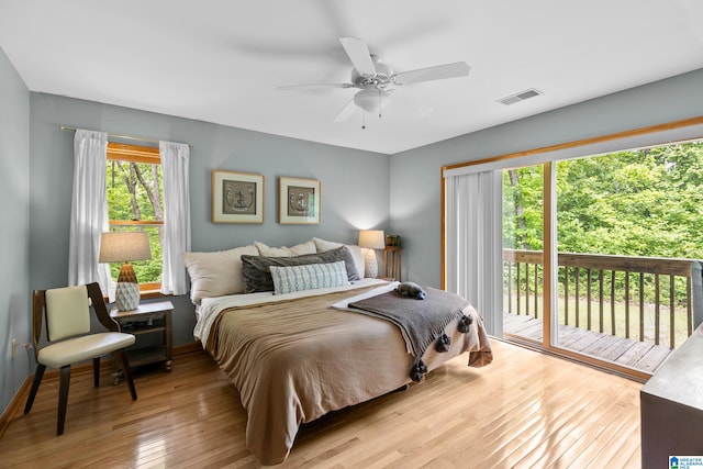 323 Taylor Rd, Remlap, AL 35133 - bedroom with access to exterior, hardwood / wood-style flooring, ceiling fan, and baseboards
