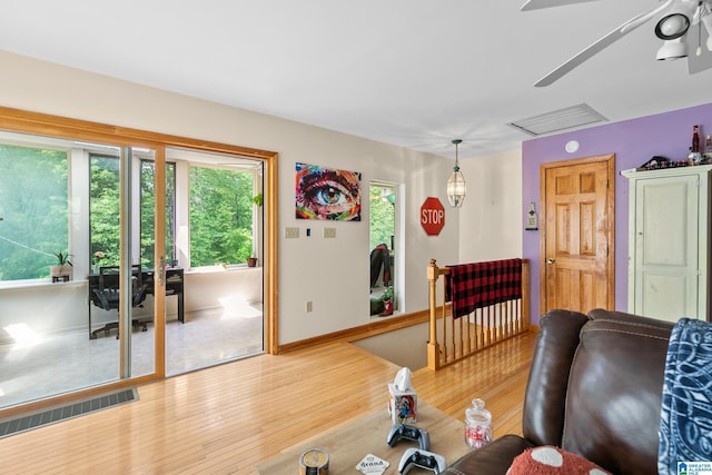 323 Taylor Rd, Remlap, AL 35133 - dining space featuring wood finished floors, baseboards, and a ceiling fan