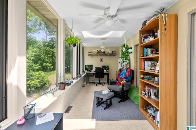 323 Taylor Rd, Remlap, AL 35133 - home office with a ceiling fan and a skylight