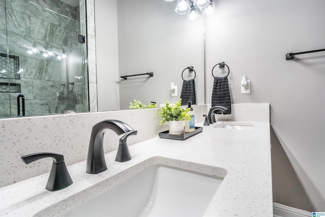 145 Cameron Ct, Alexandria, AL 36250 - interior details with double vanity, a shower stall, and a sink