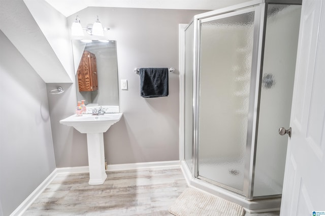 145 Cameron Ct, Alexandria, AL 36250 - full bath with baseboards, wood finished floors, and a stall shower