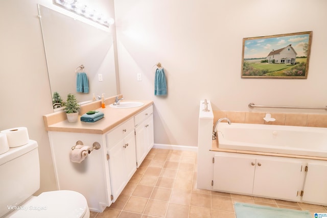 145 Cameron Ct, Alexandria, AL 36250 - full bath featuring vanity, tile patterned floors, a garden tub, and toilet