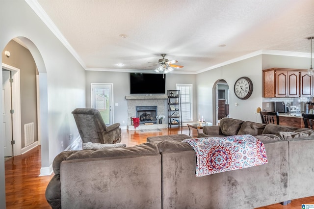 145 Cameron Ct, Alexandria, AL 36250 - living area featuring ceiling fan, visible vents, a wealth of natural light, and wood finished floors