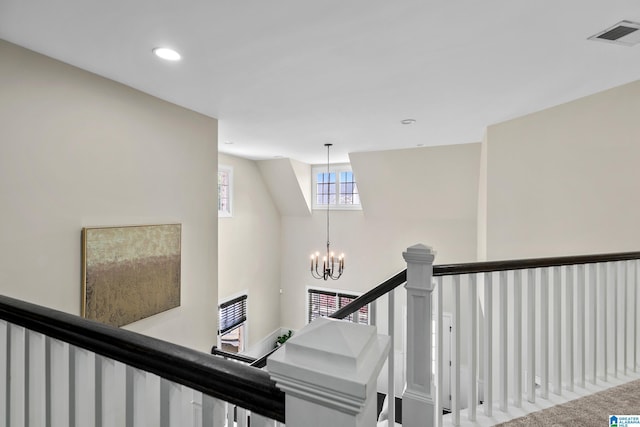 4000 Dunemere Ln, Hoover, AL 35226 - staircase featuring a chandelier and recessed lighting