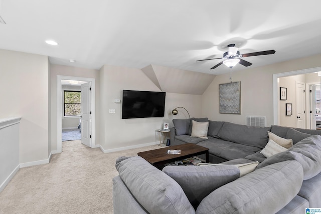 4000 Dunemere Ln, Hoover, AL 35226 - living room featuring light colored carpet and a ceiling fan