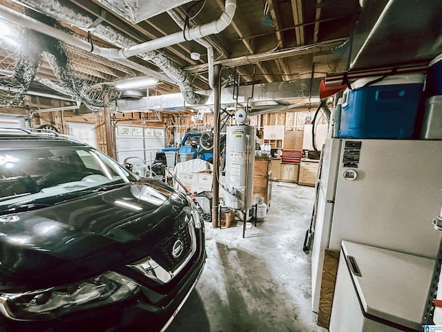 garage featuring gas water heater