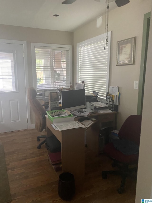office area featuring wood finished floors