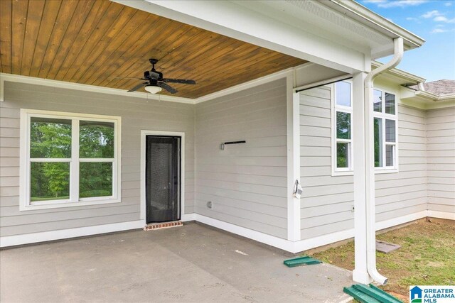 4546 Brexton St, Trussville, AL 35173 - view of exterior entry featuring a patio and ceiling fan