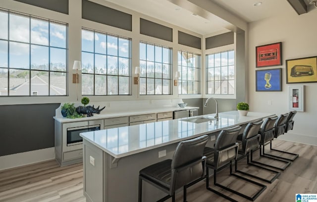 4546 Brexton St, Trussville, AL 35173 - interior space featuring a sink, light wood-style floors, baseboards, and stainless steel microwave