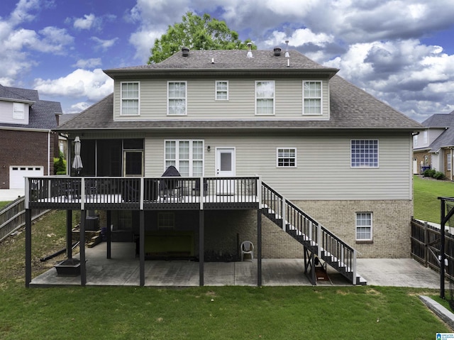 605 N Grande View Cir, Maylene, AL 35114 - back of property with stairway, a patio, and a wooden deck