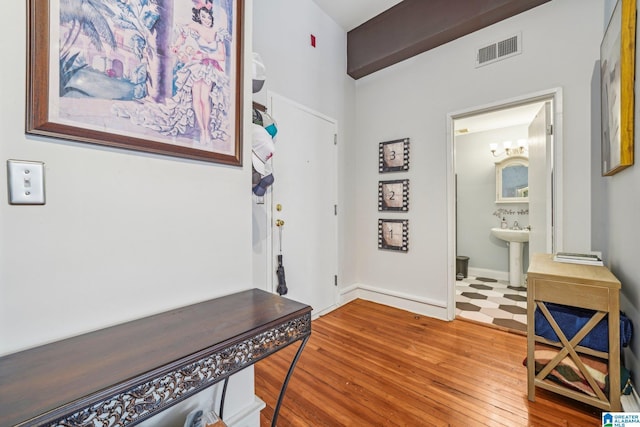 entryway featuring hardwood / wood-style flooring