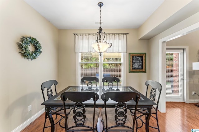 2608 Arbor Way, Hoover, AL 35244 - dining area featuring baseboards and wood finished floors