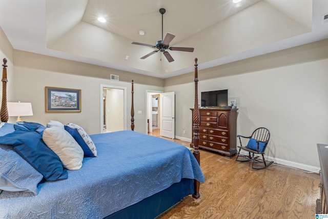 2608 Arbor Way, Hoover, AL 35244 - bedroom with a tray ceiling, wood finished floors, recessed lighting, and baseboards