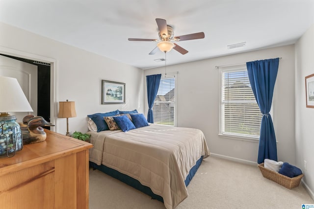 2608 Arbor Way, Hoover, AL 35244 - bedroom featuring light carpet, baseboards, and ceiling fan