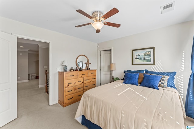 2608 Arbor Way, Hoover, AL 35244 - bedroom with light colored carpet, baseboards, and a ceiling fan