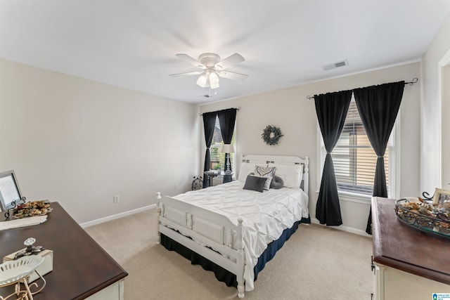 2608 Arbor Way, Hoover, AL 35244 - bedroom featuring light colored carpet, baseboards, and ceiling fan